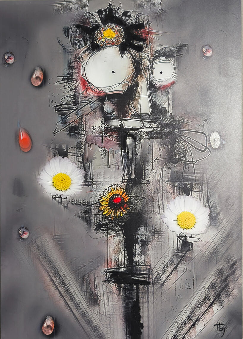 Tears of flower - Textures mixtes - 70X50 cm.