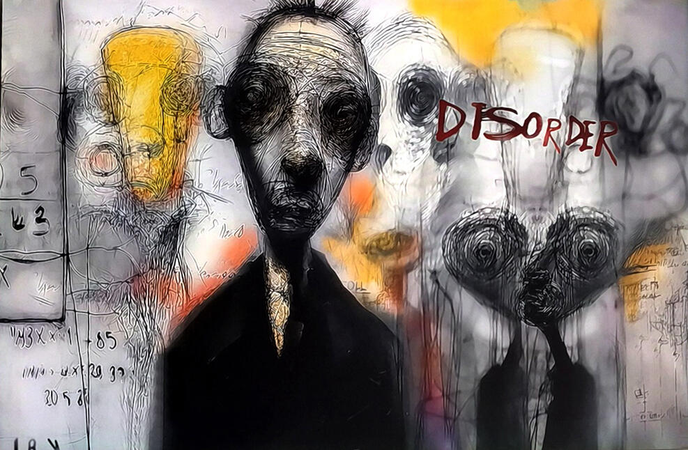 Disorder ou le désordre mental. Graphisme sur aluminium - 50X75 cm - 800€