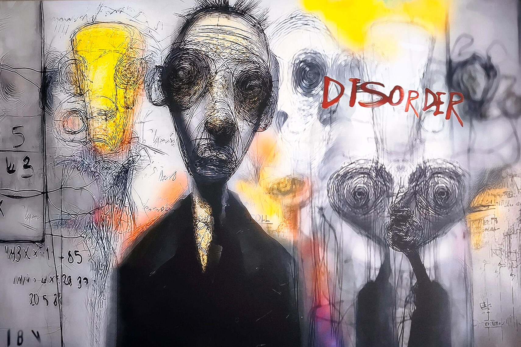Disorder ou le désordre mental. Graphisme sur aluminium - 50X75 cm - 800€ - Disponible.