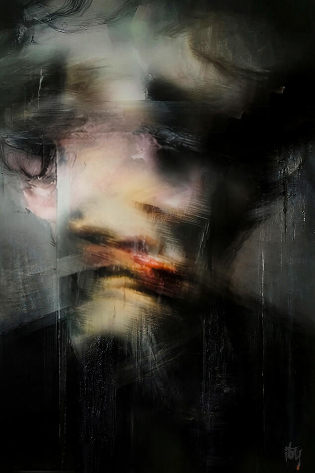Adieu mon amour - aluminium 75X50 cm artbox noir - textures mixtes - 900€.