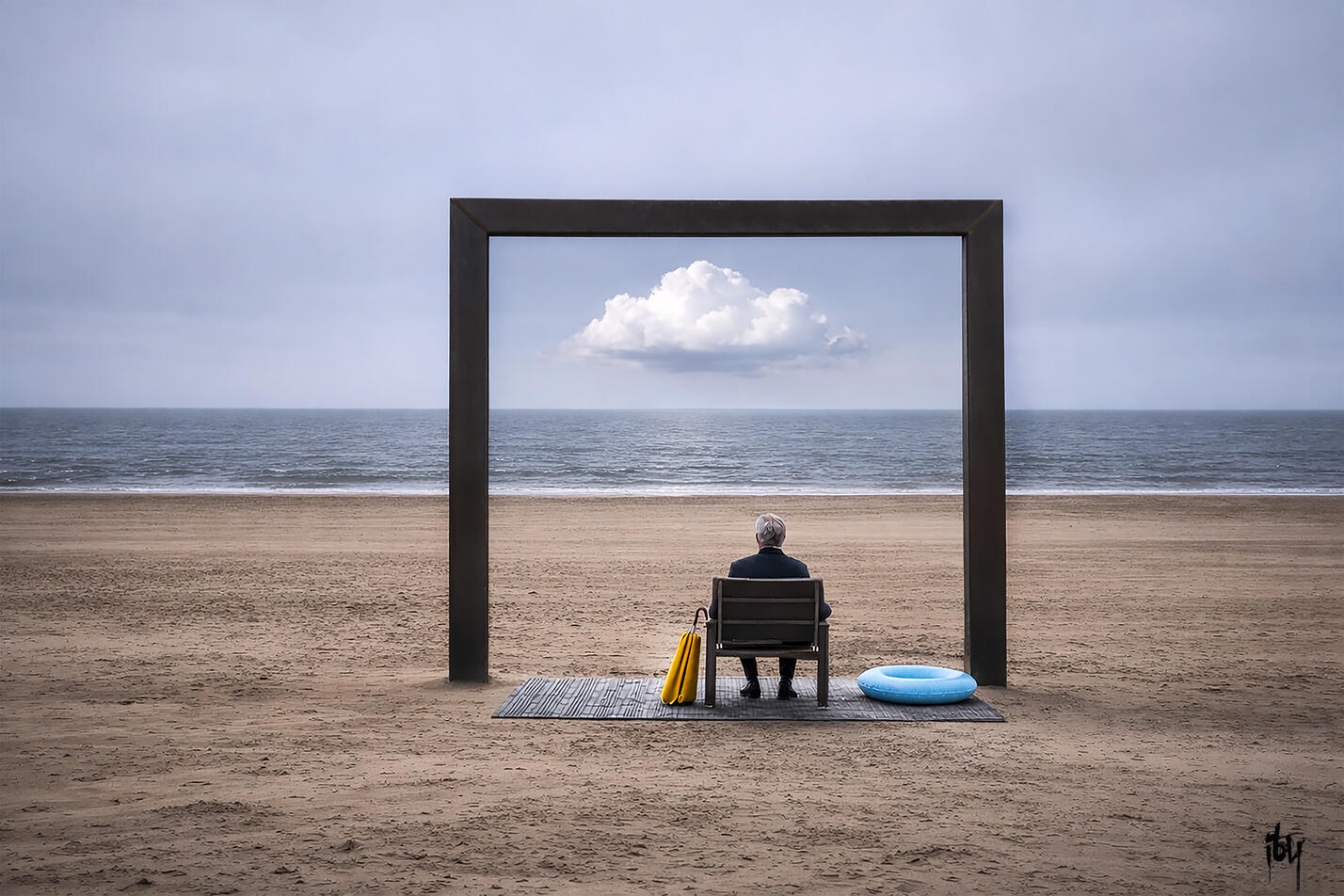 Contemplation - Aluminium artbox noir -105X70 cm - 500€.