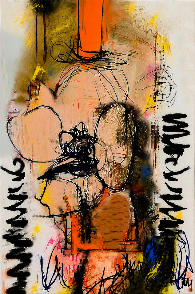Migraine - 75X50 cm - textures mixtes - sur commande.