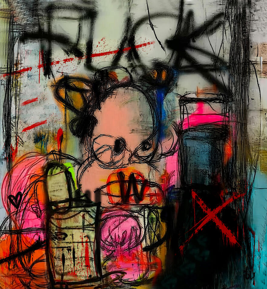 F..K ! - Textures mixtes - 75X82 cm - sur commande.