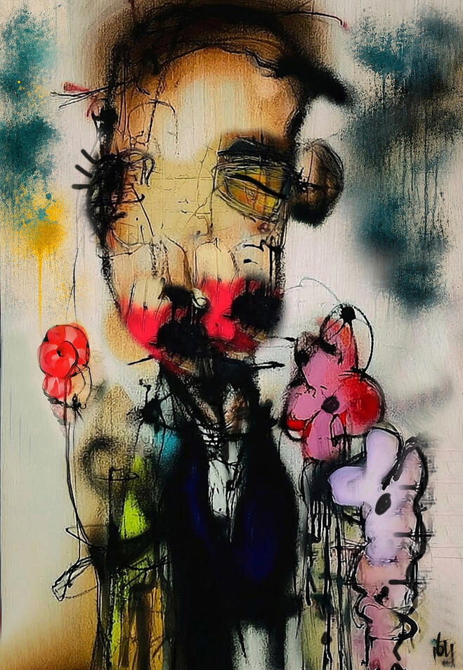 Les bonbons - textures mixtes - 44X64 cm - Disponible.