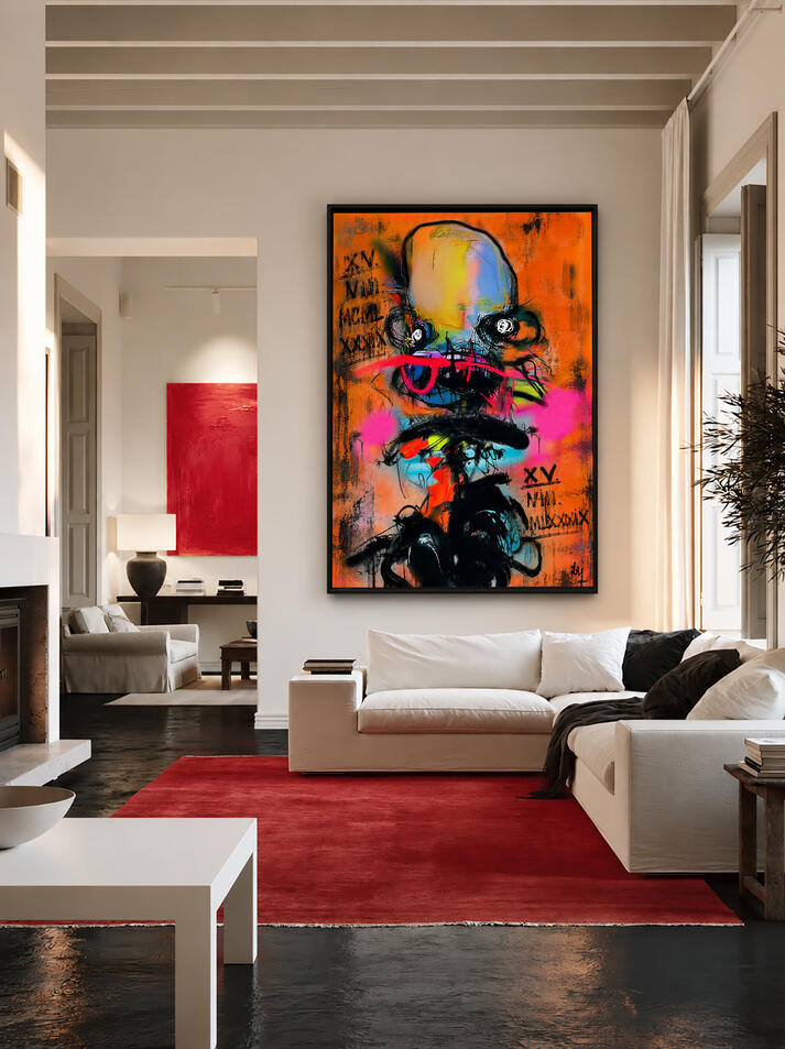 🖤 Invitez le « monstre » sur vos murs. 🧡 Entre choc visuel et élégance contemporaine, une histoire jamais racontée s’installe dans votre intérieur. Textures mixtes - disponible sur commande.