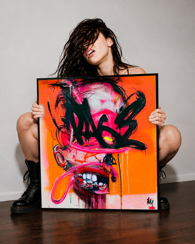 Comme une explosion de couleurs pour libérer la rage sourde, ce tableau est un cri de liberté lancé au visage de la réalité. Et vous, avez vous aussi la rage?