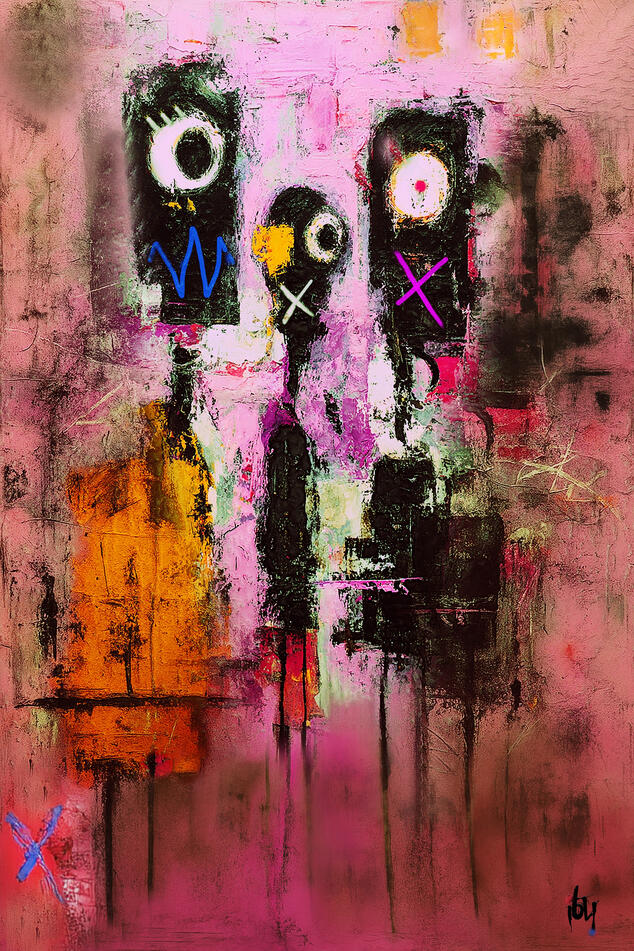 People are strange - artbox noir sur aluminium - 75X50 cm - textures mixtes - 850€